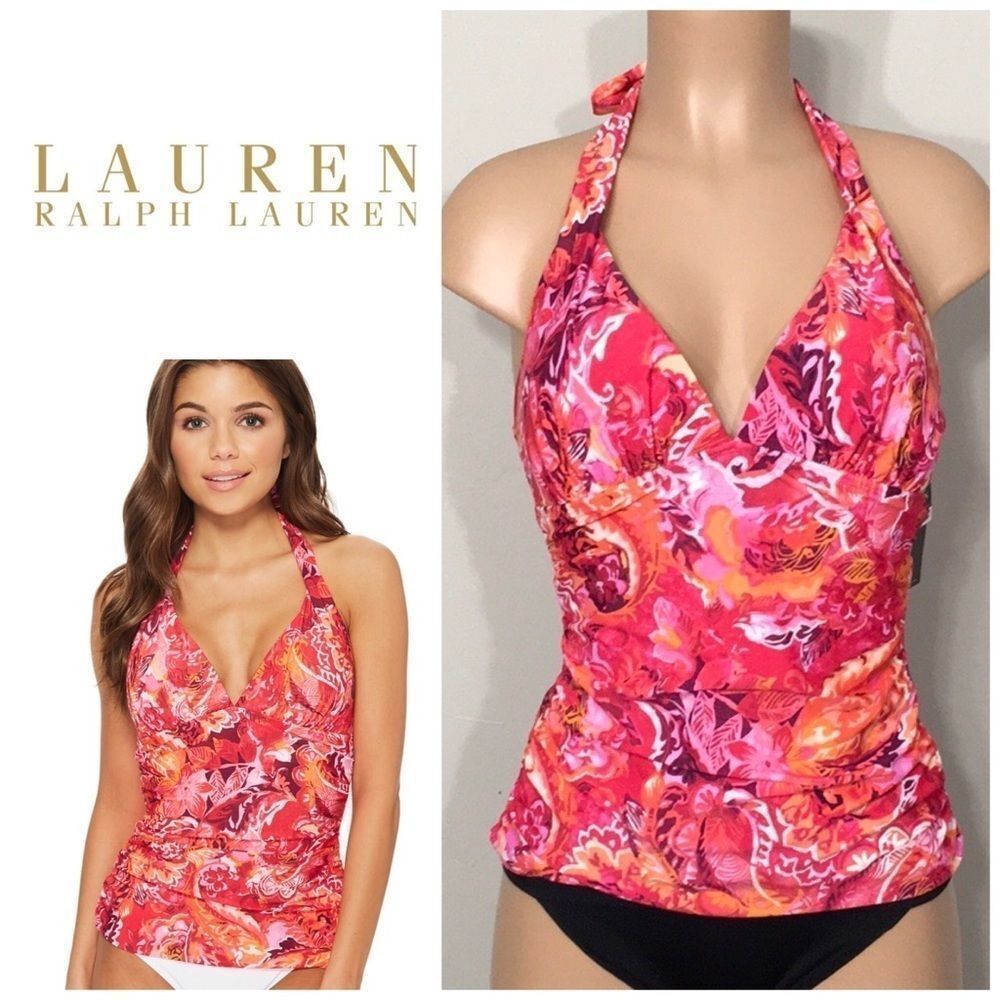 Lauren Ralph Lauren pink and red tankini top. 8